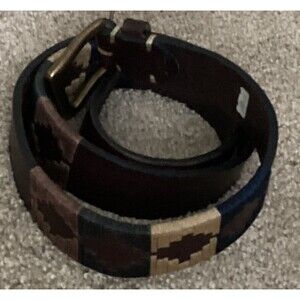 Old Ombu Pampa Leather Blue,Green,Tan & Brown Wax Thread Belt Adult Sz 105 40” L